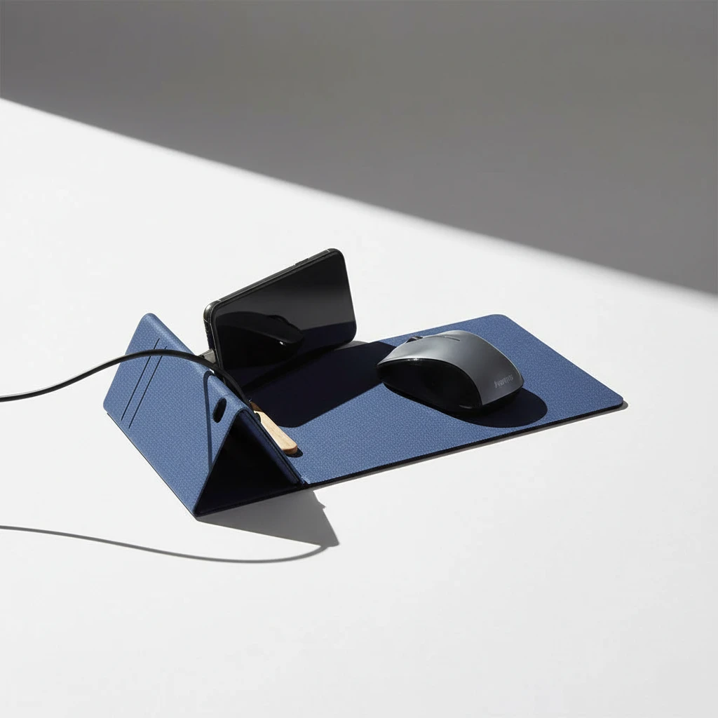 Wireless mousepad desk organiser