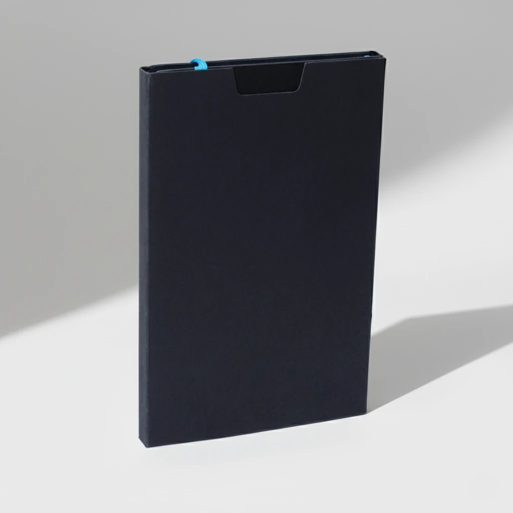 A5 size Black notebook with colour strap
