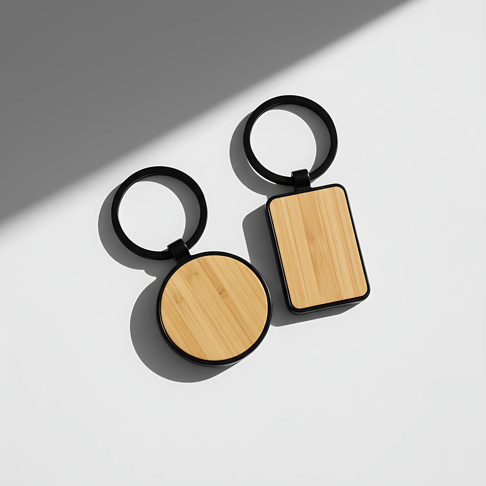 Wooden Keychain With Metal Ring