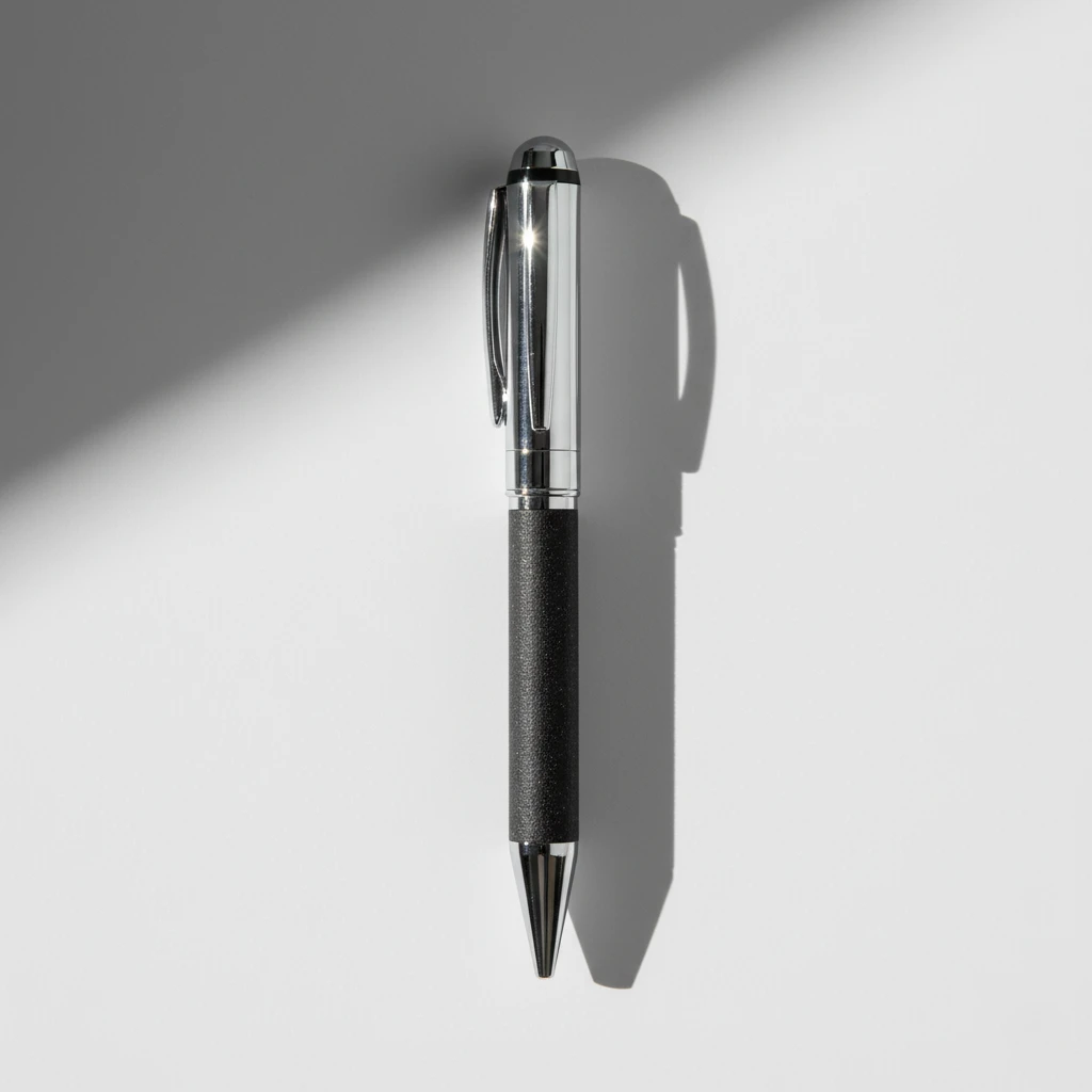 Eco friendly metal pen with recycled leather barrel