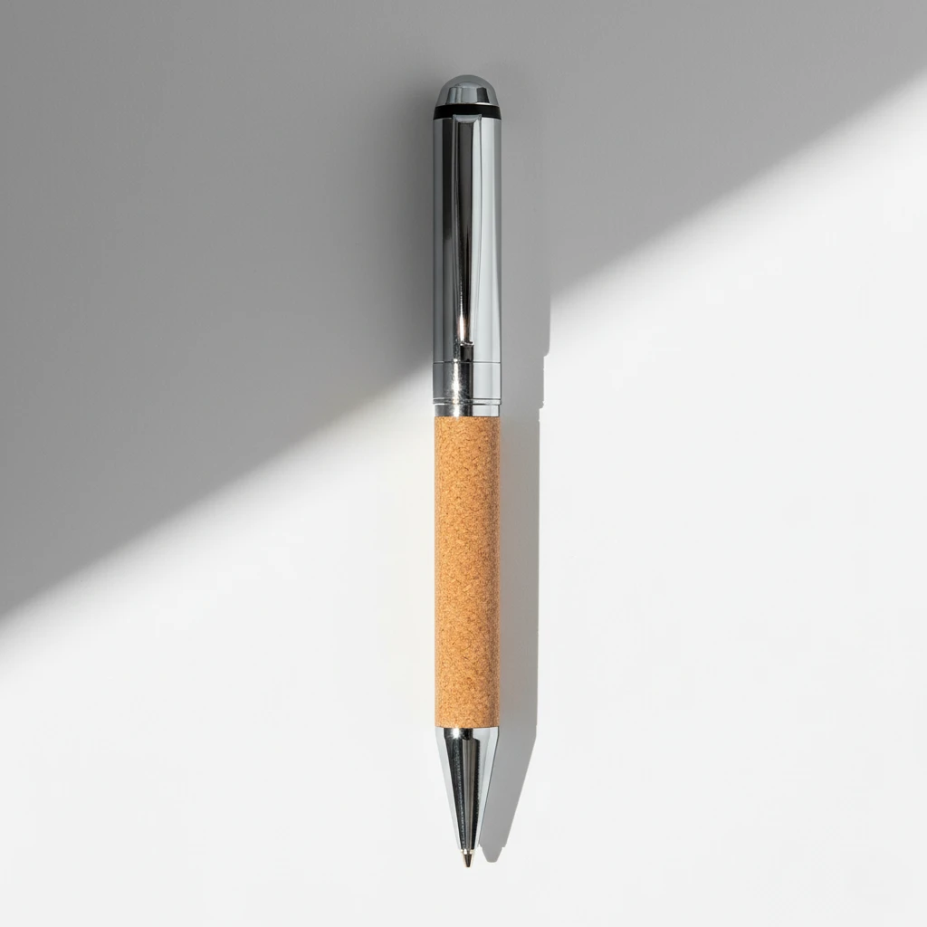 Eco friendly metal pen with recycled leather barrel