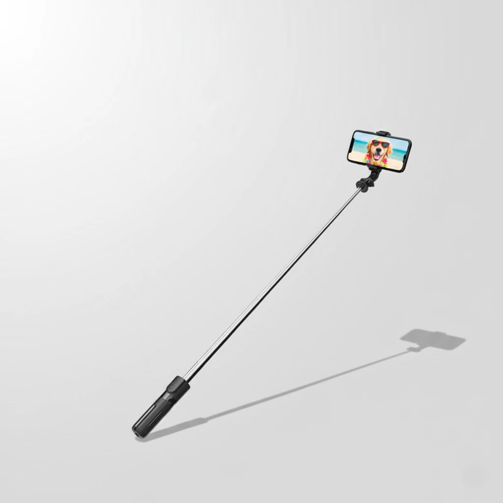 Mobile tripod with selfie stick & camera shutter
