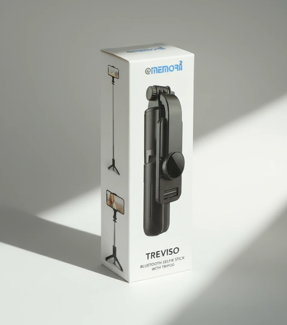 Mobile tripod with selfie stick & camera shutter