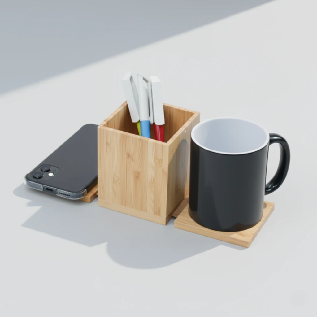 Foldable Wireless Charging Pad with Mug Warmer and Pen Holder