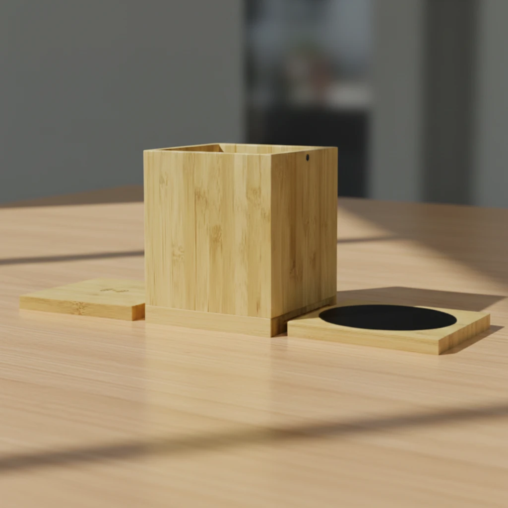 Foldable Wireless Charging Pad with Mug Warmer and Pen Holder