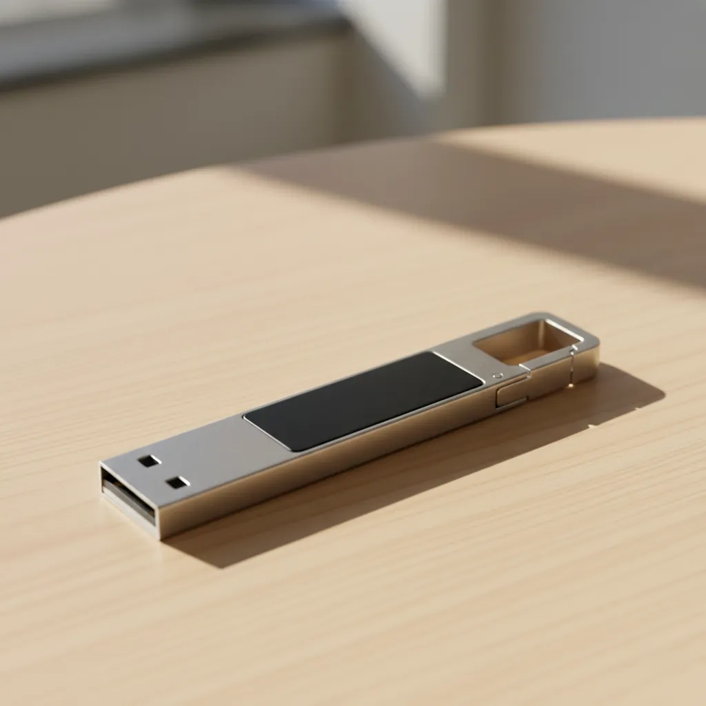 Metal LED USB Flash Drive with Hook