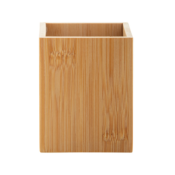 Bamboo Pen Holder with LCD Clock and Temperature Display
