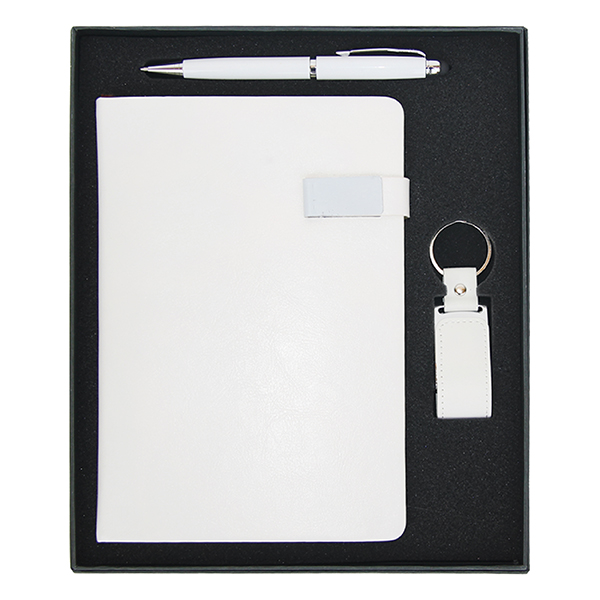 Office Gift Set with White Notebook USB and Stylus Pen