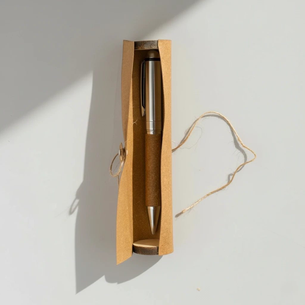 Eco friendly metal pen with recycled leather barrel