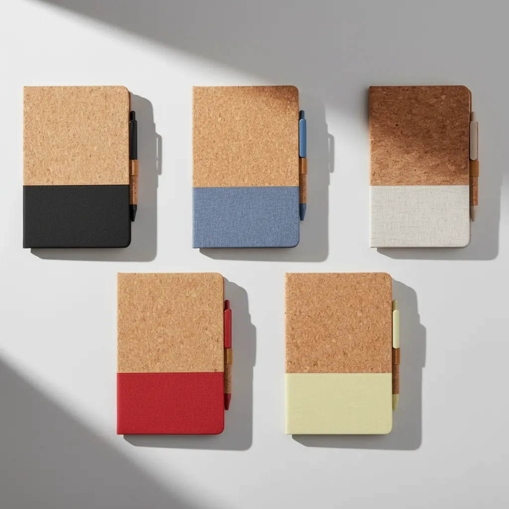 A5 size Cork and Fabric notebook with pen
