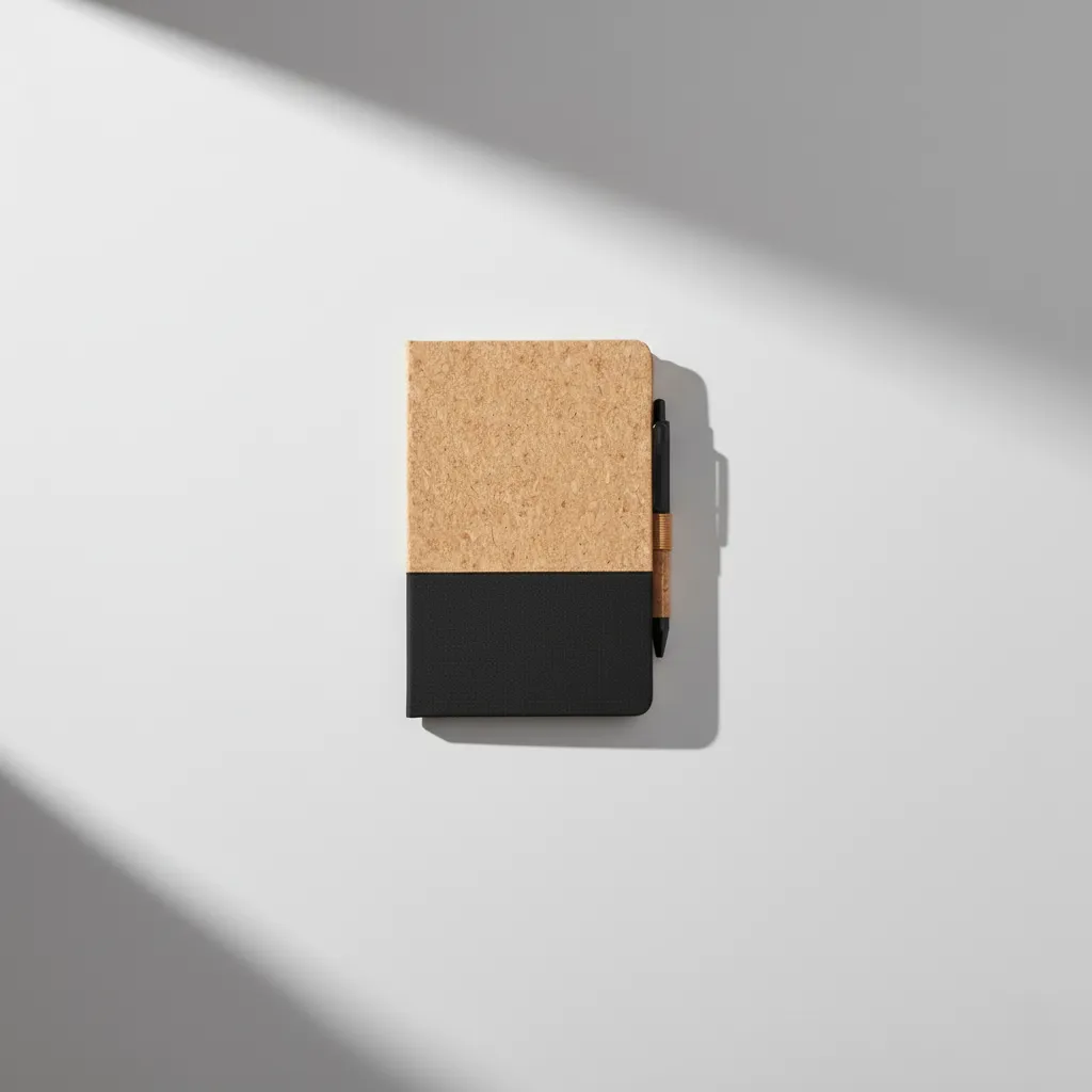 A5 size Cork and Fabric notebook with pen
