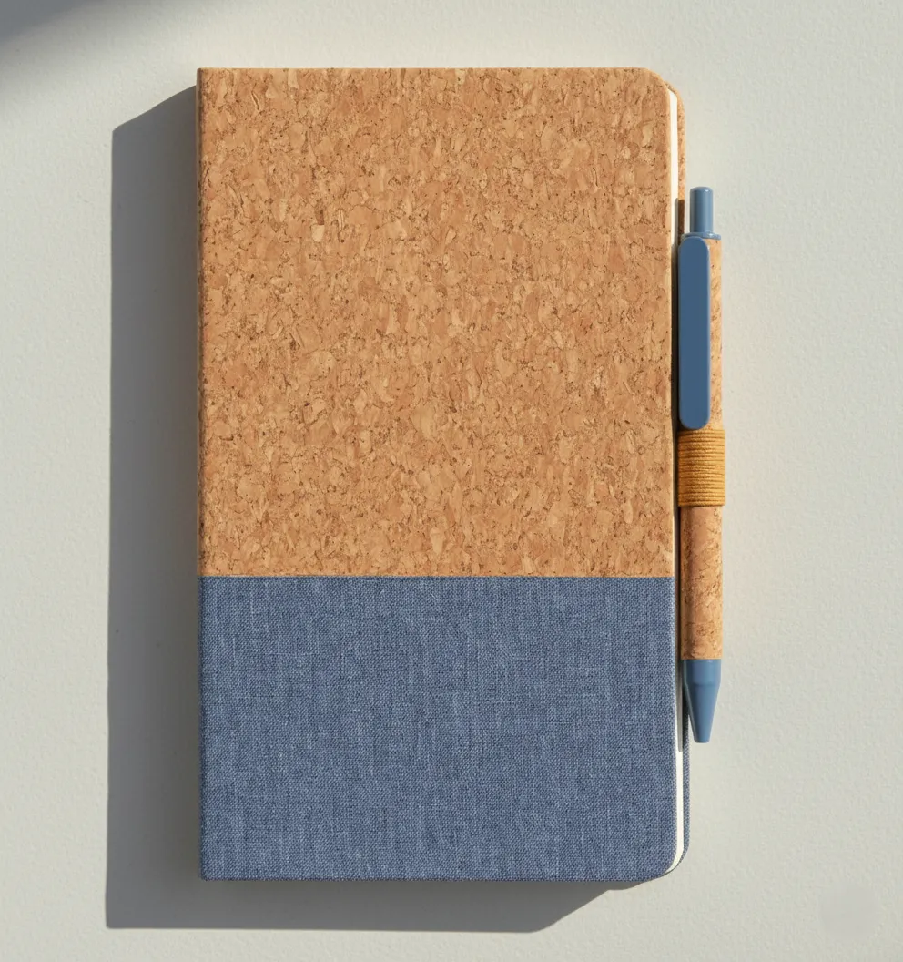 A5 size Cork and Fabric notebook with pen