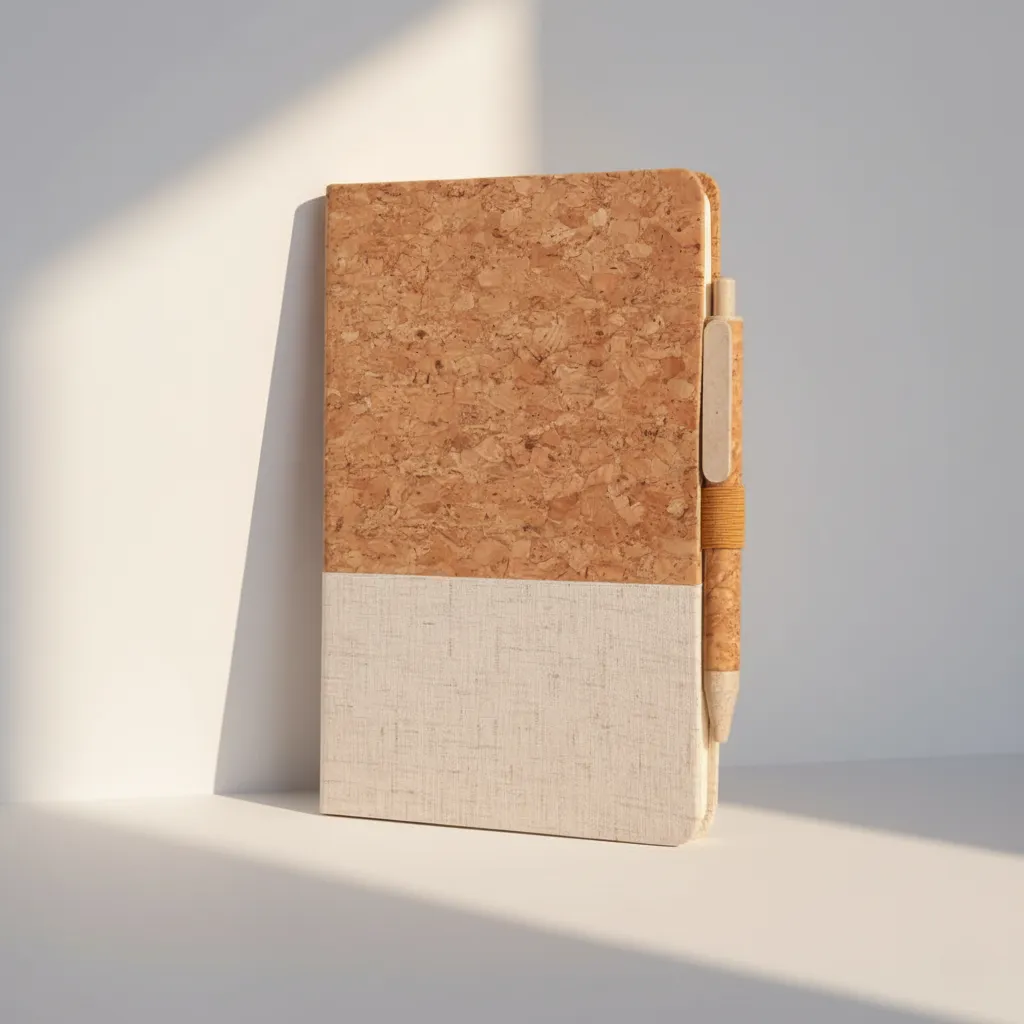 A5 size Cork and Fabric notebook with pen