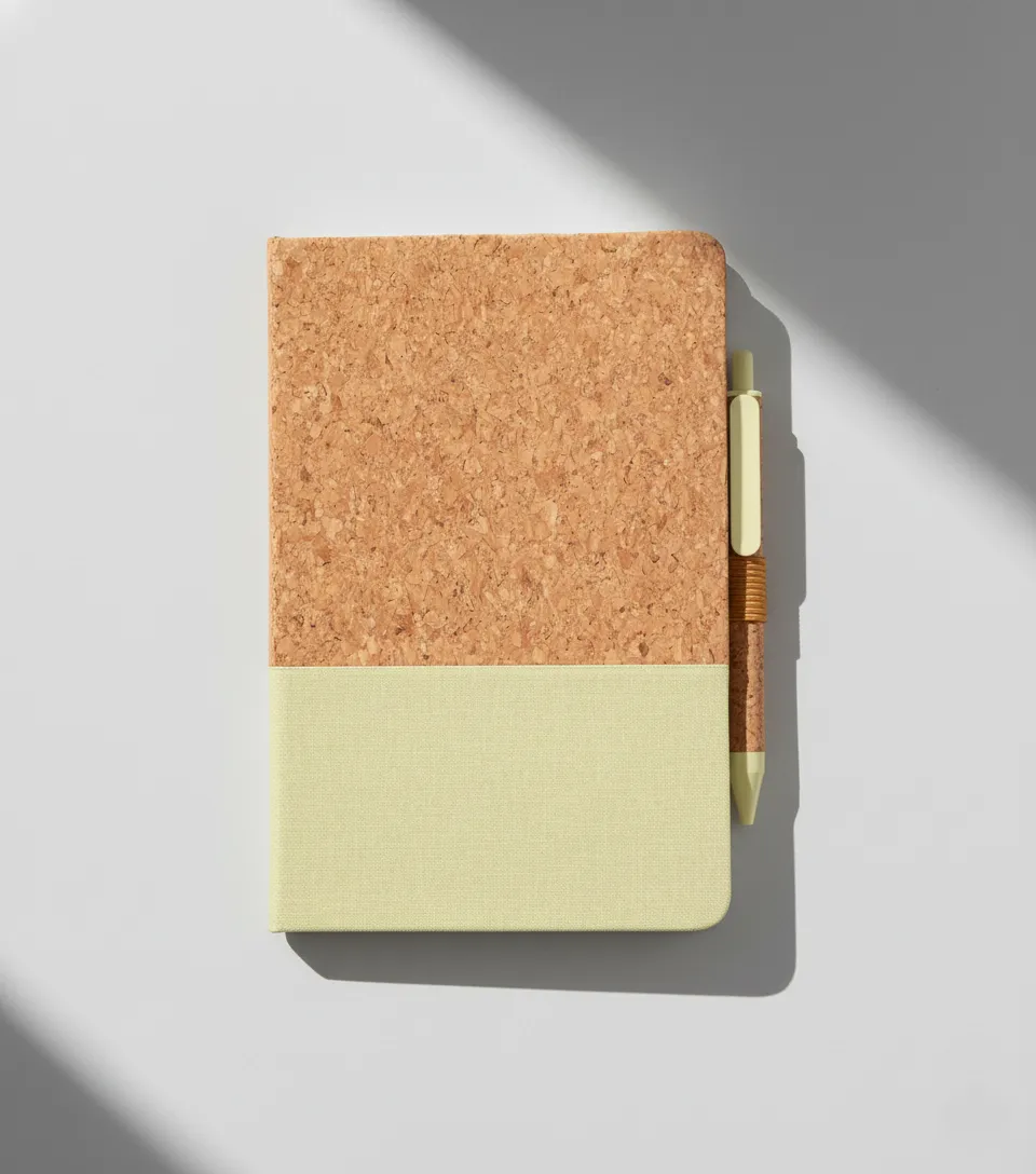 A5 size Cork and Fabric notebook with pen