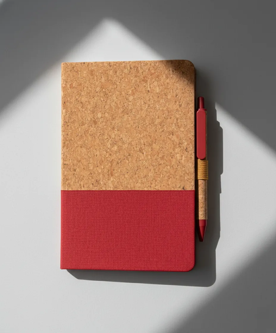 A5 size Cork and Fabric notebook with pen