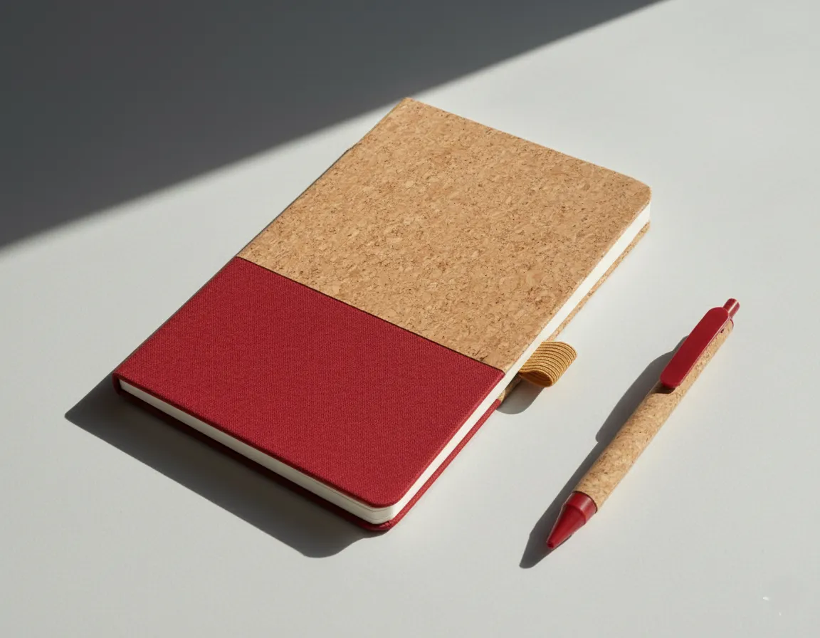 A5 size Cork and Fabric notebook with pen