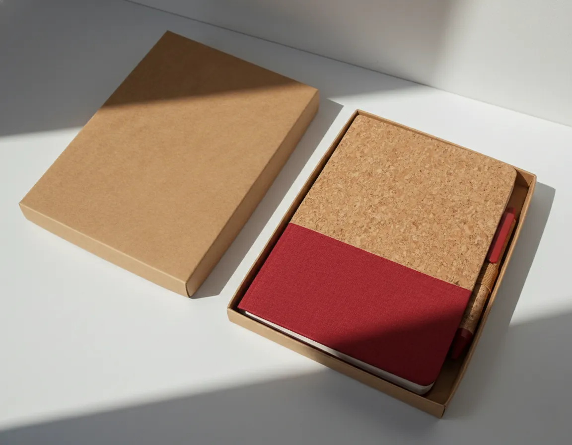 A5 size Cork and Fabric notebook with pen