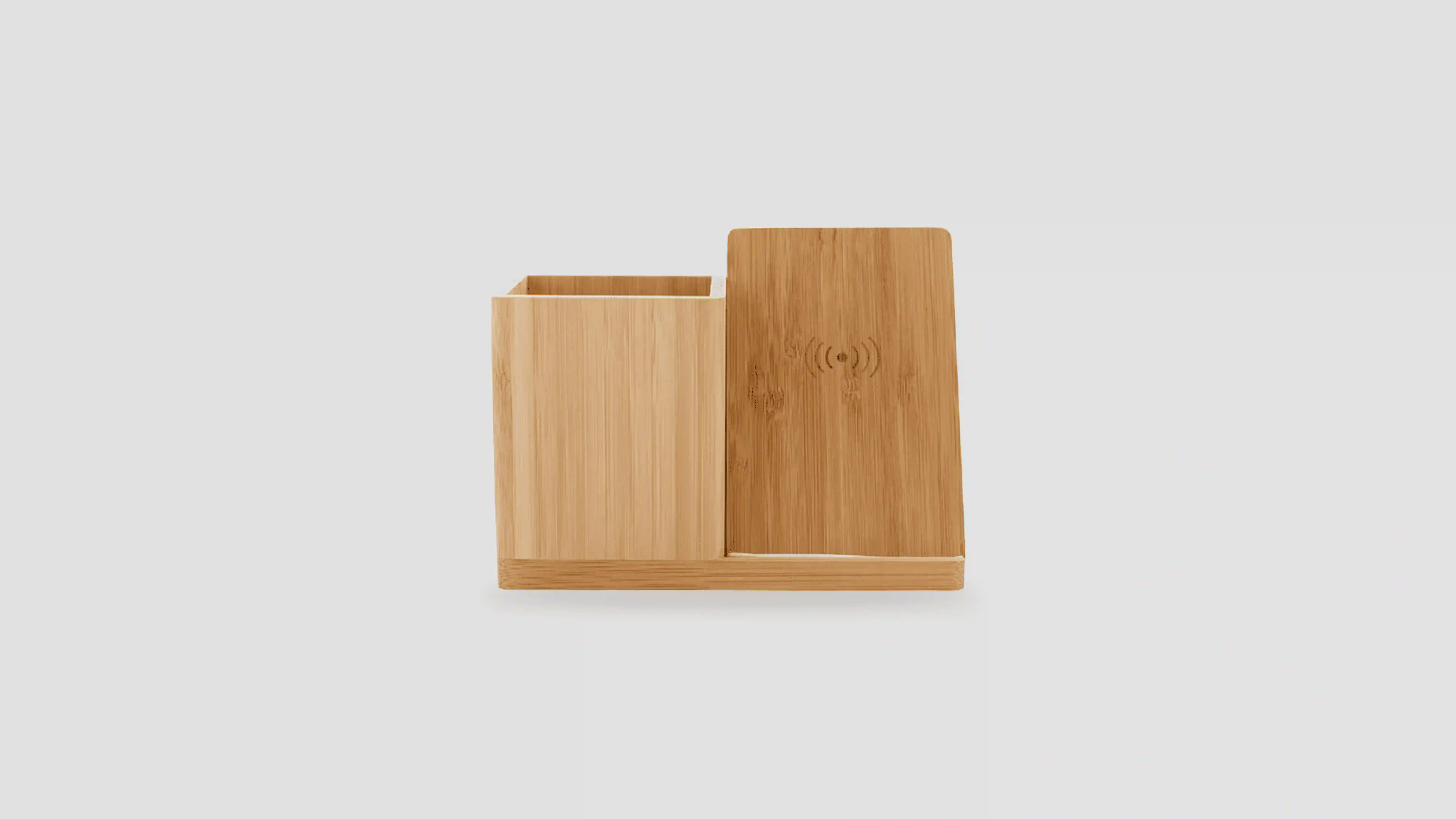 Bamboo wireless charger with pen holder