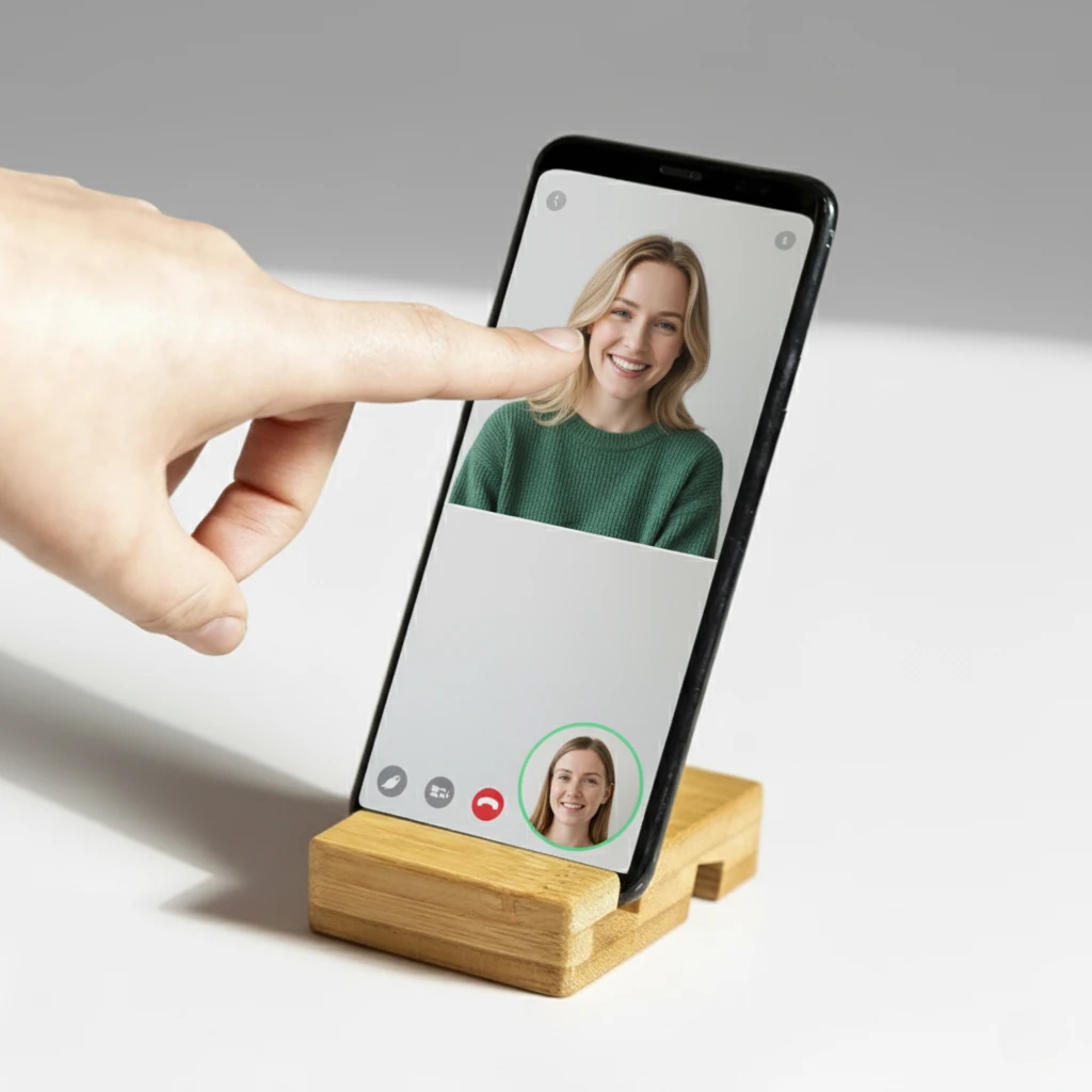 Bamboo Phone Stand with Two Slots