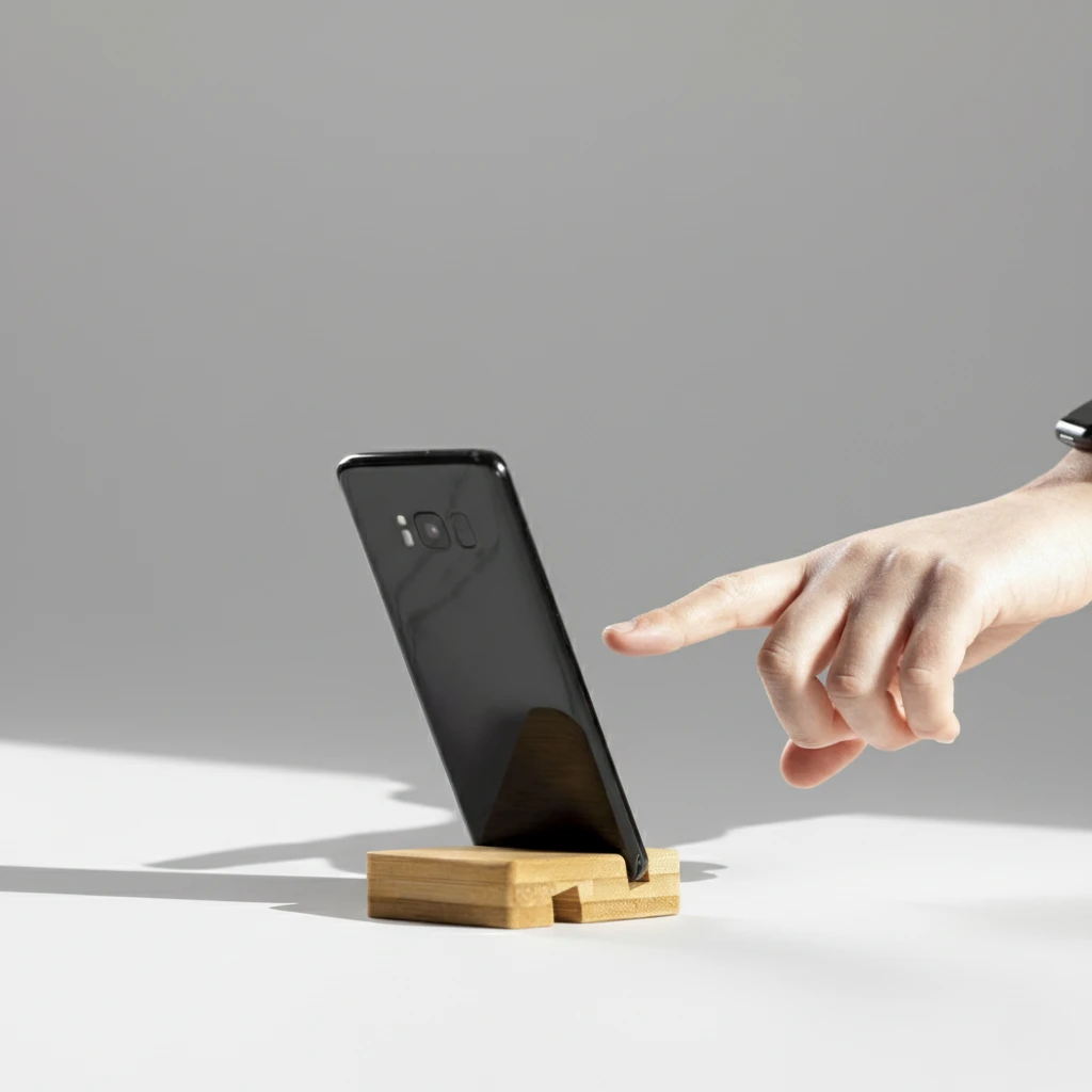 Bamboo Phone Stand with Two Slots