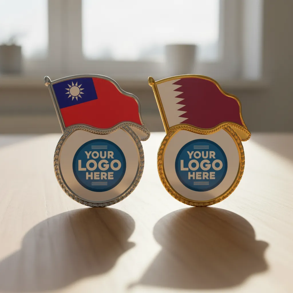 Flag and Logo Metal Badge