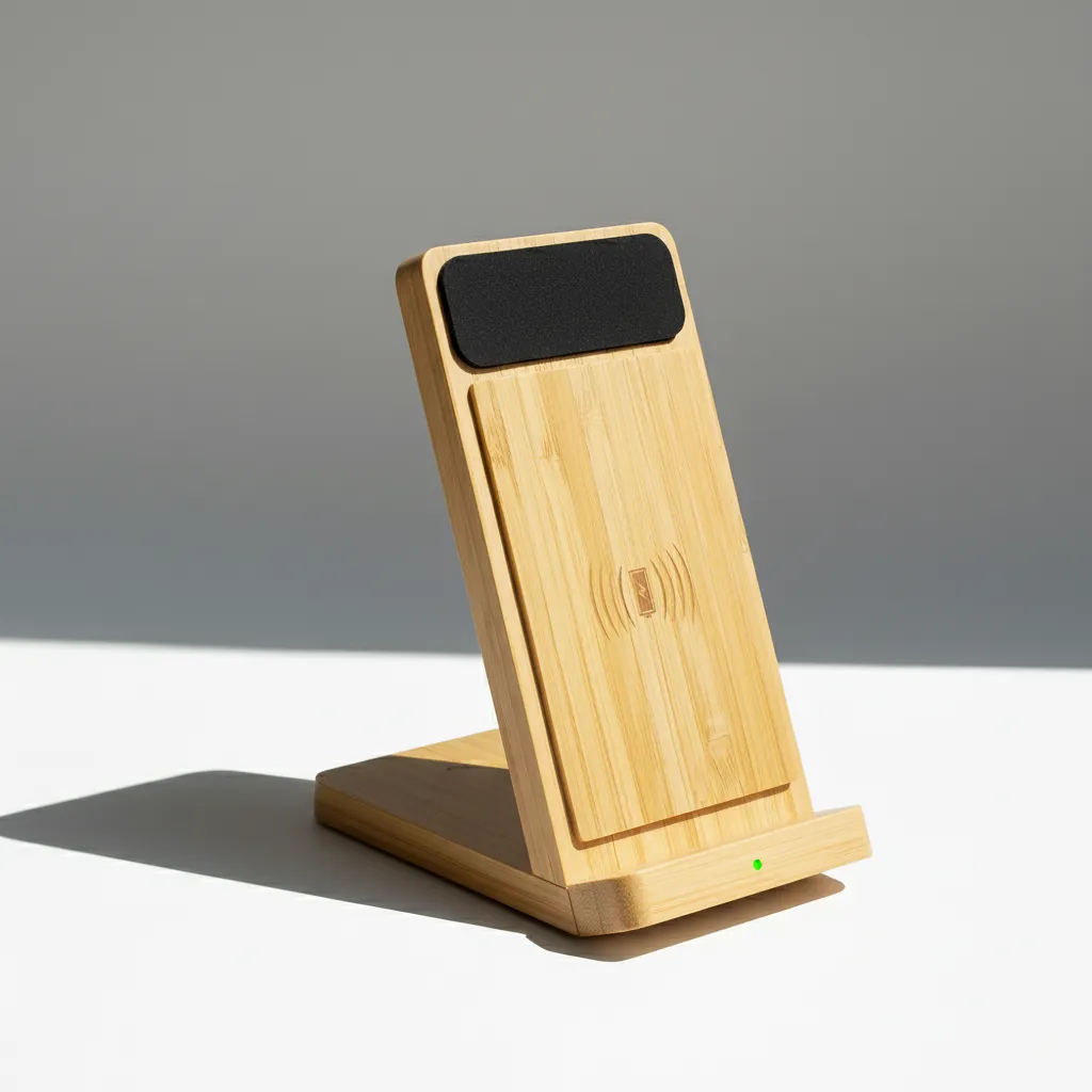 Light up logo Bamboo Phone holder