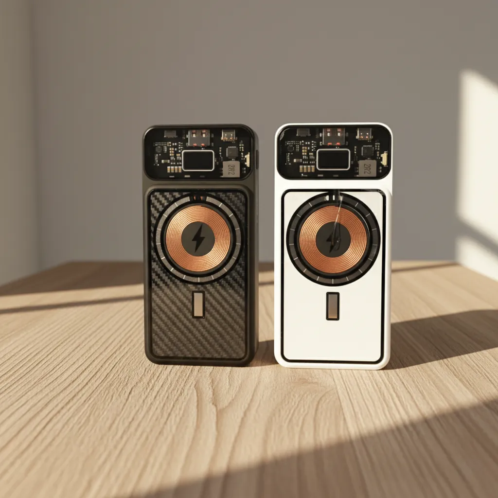 Magnetic Wireless Light up logo Power Bank