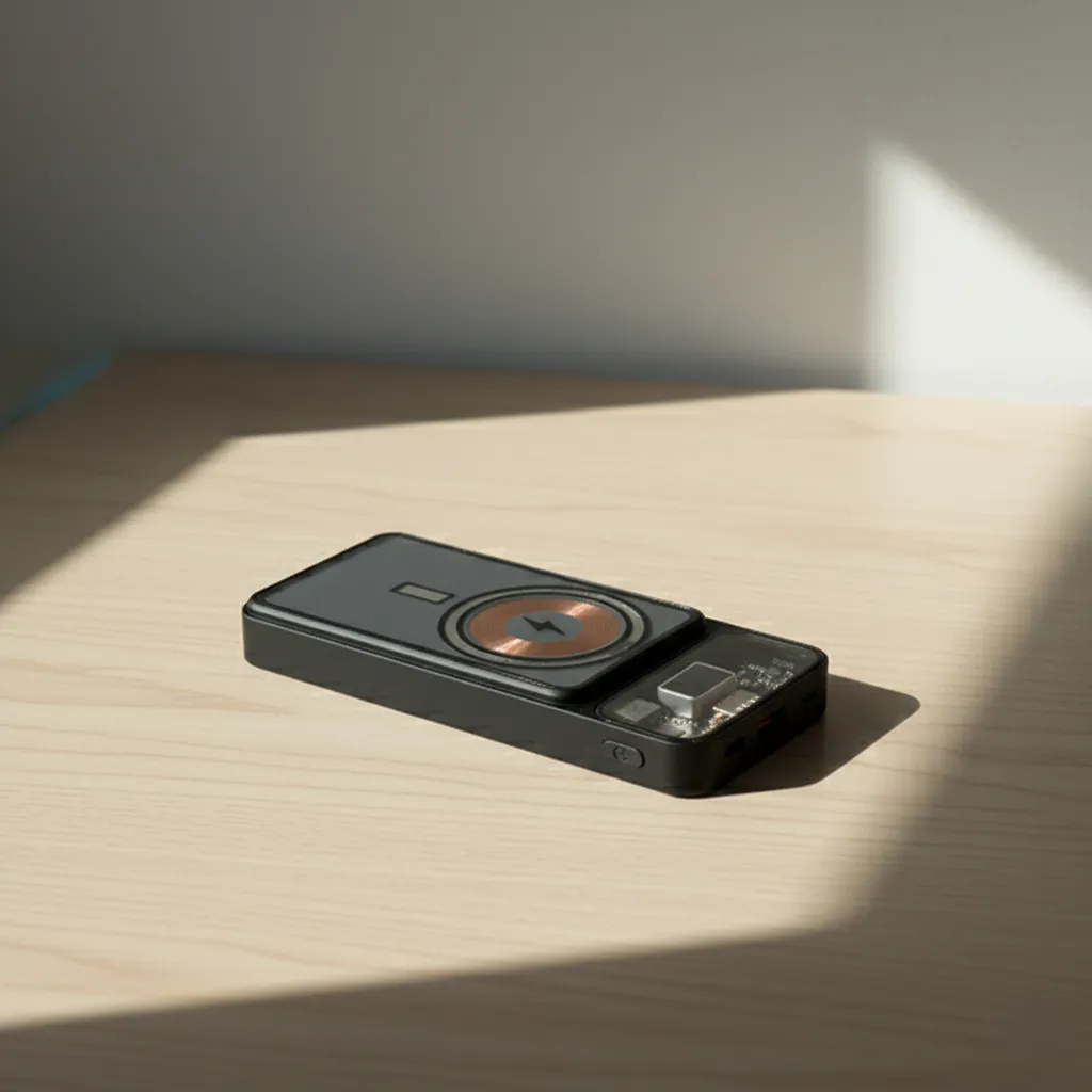 Magnetic Wireless Light up logo Power Bank