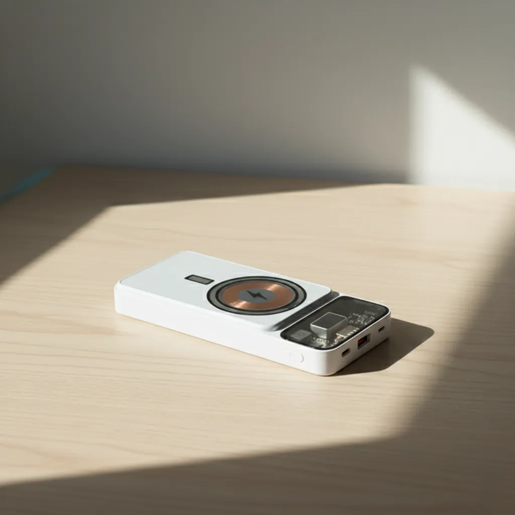 Magnetic Wireless Light up logo Power Bank
