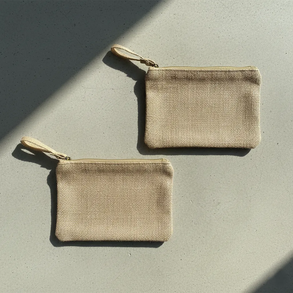 Cotton-Jute Zipper Pouch - Natural