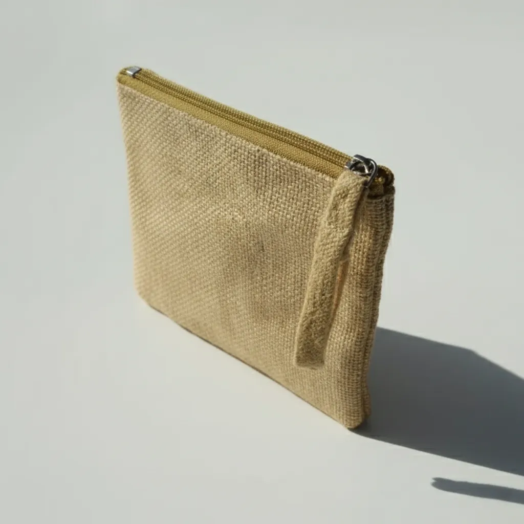 Cotton-Jute Zipper Pouch - Natural