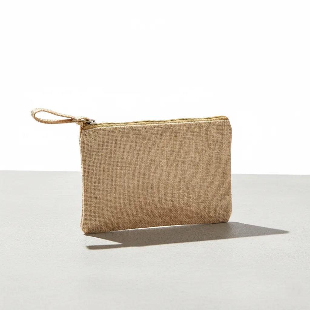 Cotton-Jute Zipper Pouch - Natural