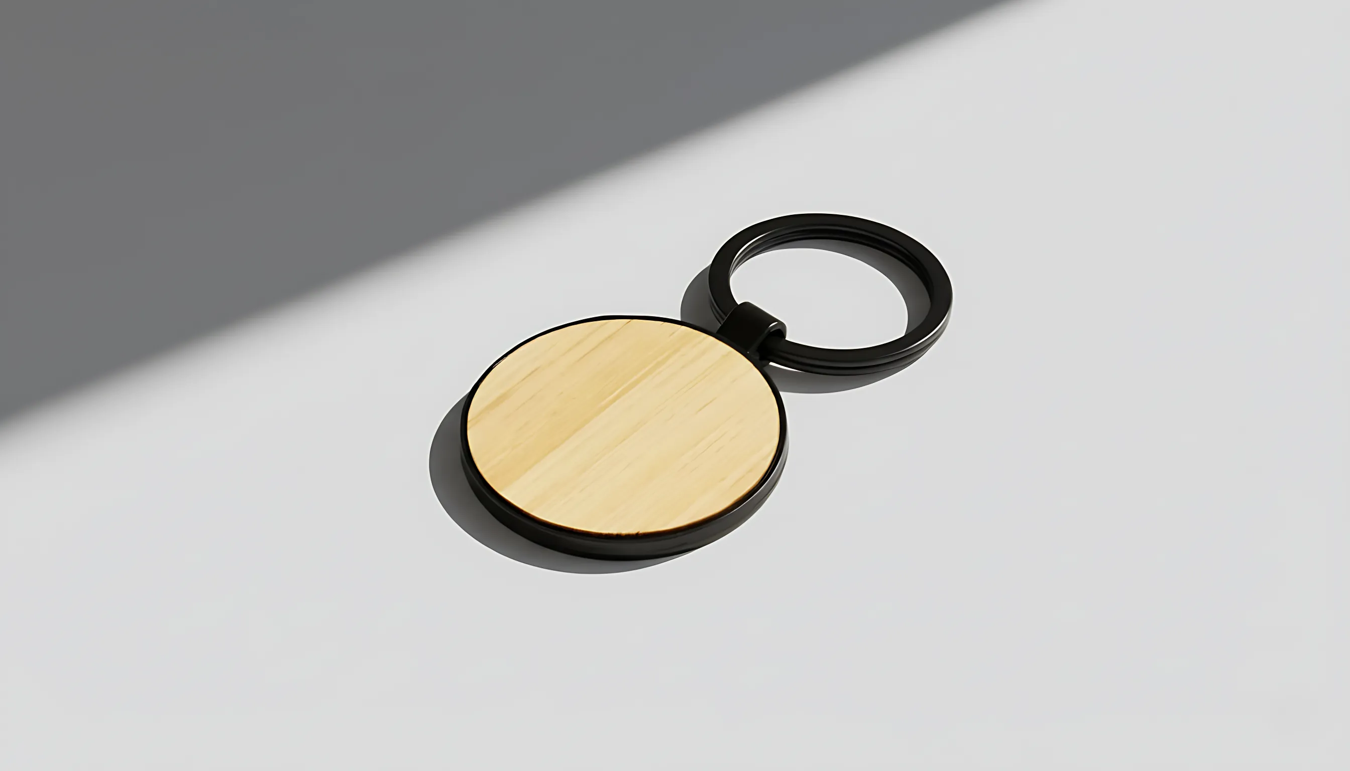 Wooden Keychain With Metal Ring
