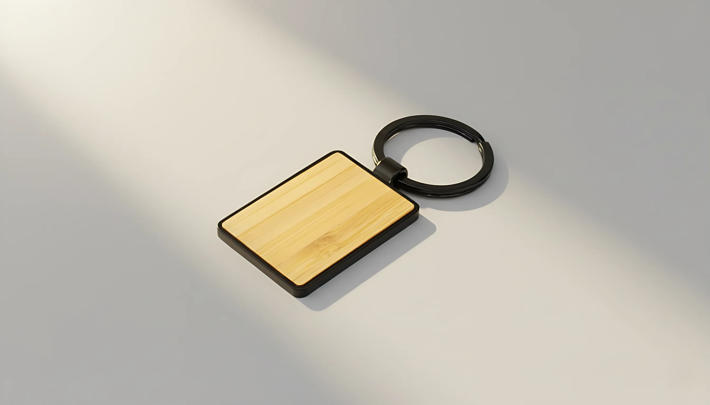Wooden Keychain With Metal Ring