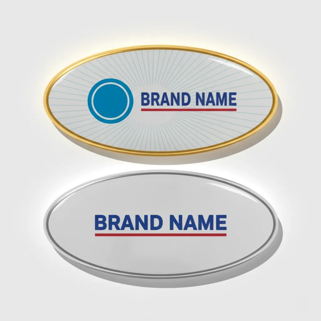 Flat Oval Metal Badge